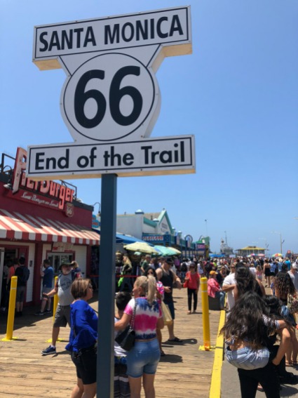 As the sign says, the end of Route 66 at historic Santa Monica Pier