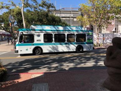 Electric bus on the streets of Santa Barbara